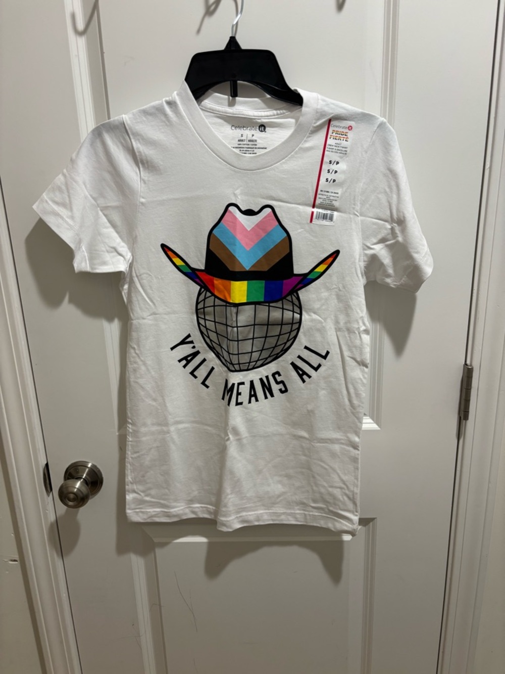 Brand New Celebrate Pride 'Y'all Means All' Rainbow Cowboy Tee LGBTQ